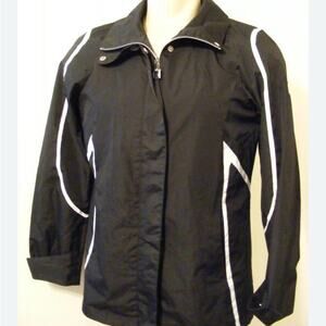 womens ZX ZEROXPOSUR S  Black zip button up COAT JACKET lined SKI Video EUC